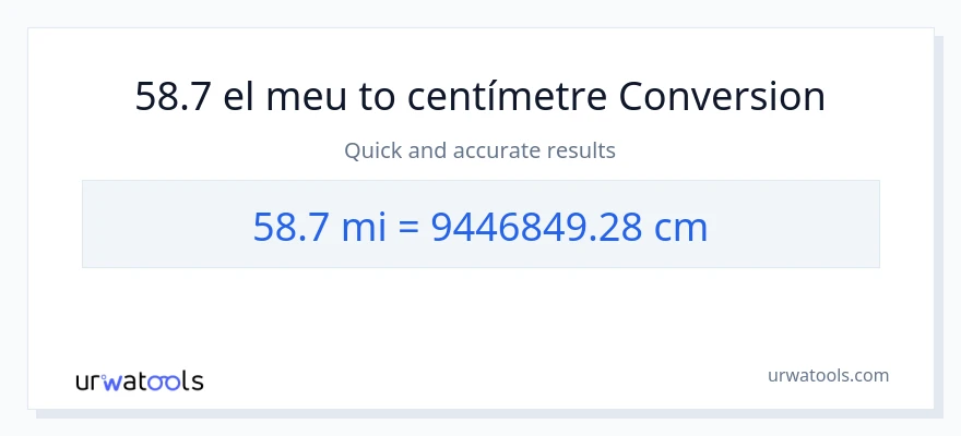 Conversió de 58.7 milles a Centímetres