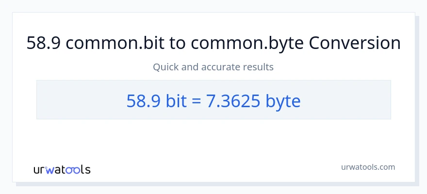 58.9 Bits patungong Bytes na conversion