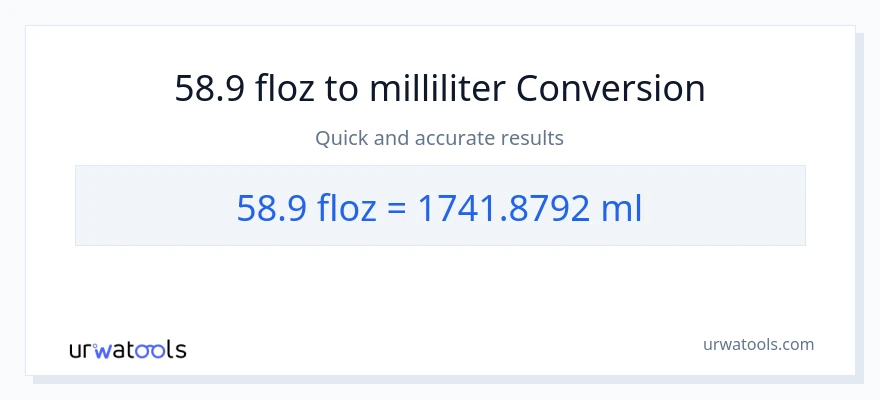 58.9 flydende ounces til milliliter konvertering