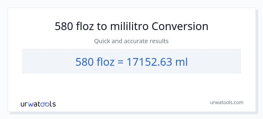 580 mga onsa ng likido patungong mga mililitro na conversion