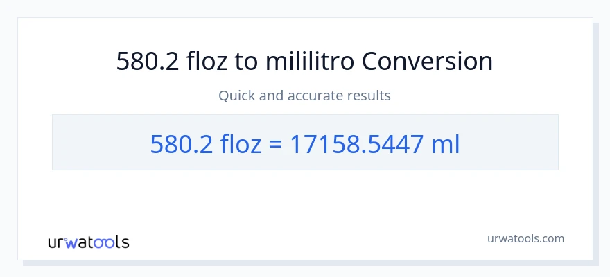 580.2 mga onsa ng likido patungong mga mililitro na conversion
