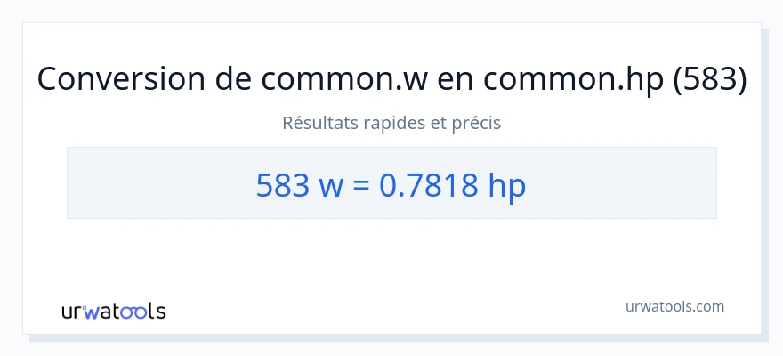 Conversion 583 watts vers chevaux-vapeur