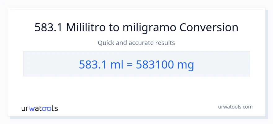 583.1 mga mililitro patungong miligramo na conversion
