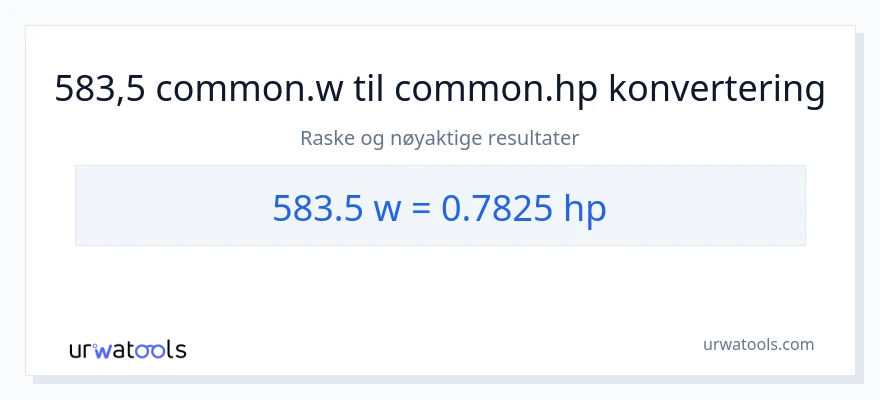 583.5 watt til hestekrefter konvertering