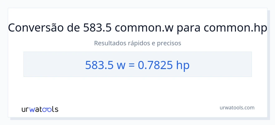 Conversão de 583.5 watts para cavalos de potência