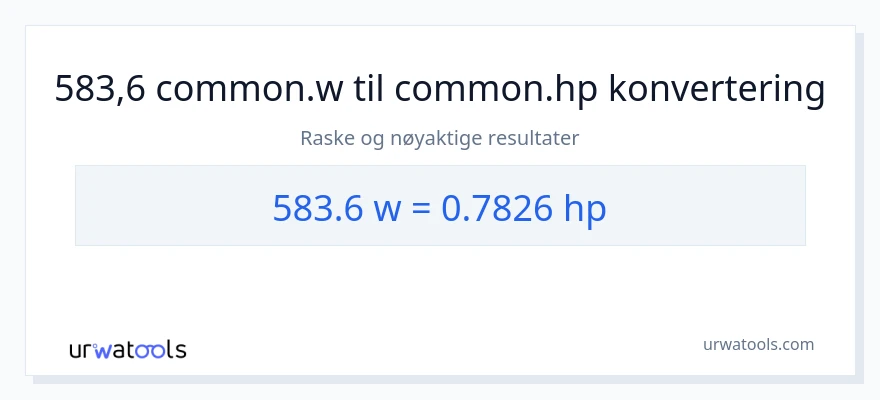 583.6 watt til hestekrefter konvertering