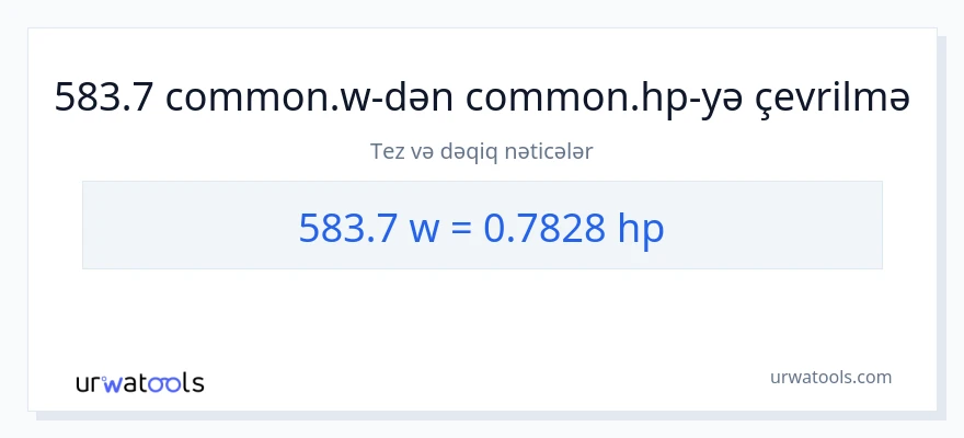 583.7 vatt-dən at gücü-ə çevrilmə