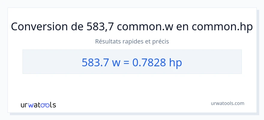 Conversion 583.7 watts vers chevaux-vapeur