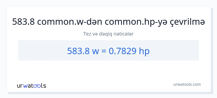 583.8 vatt-dən at gücü-ə çevrilmə