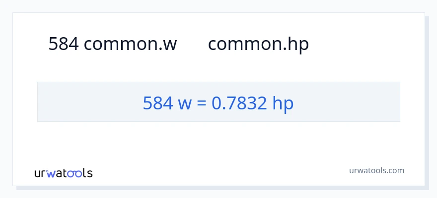 584 વોટ્સ થી હોર્સપાવર રૂપાંતર