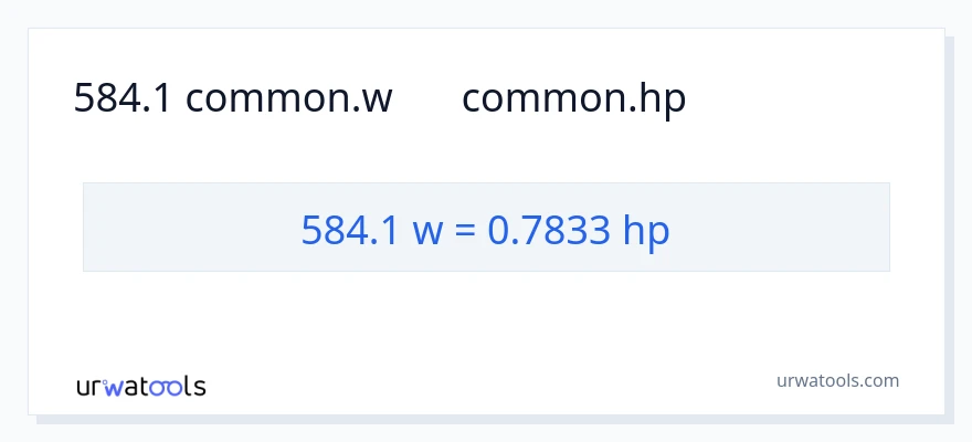 584.1 واٹ سے ہارس پاور کی تبدیلی