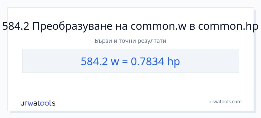 584.2 конверсия от ватове до конски сили