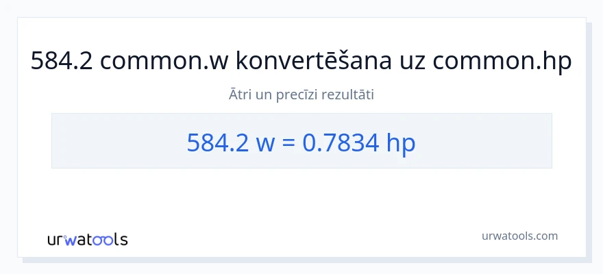 584.2 vati uz zirgspēki konversiju