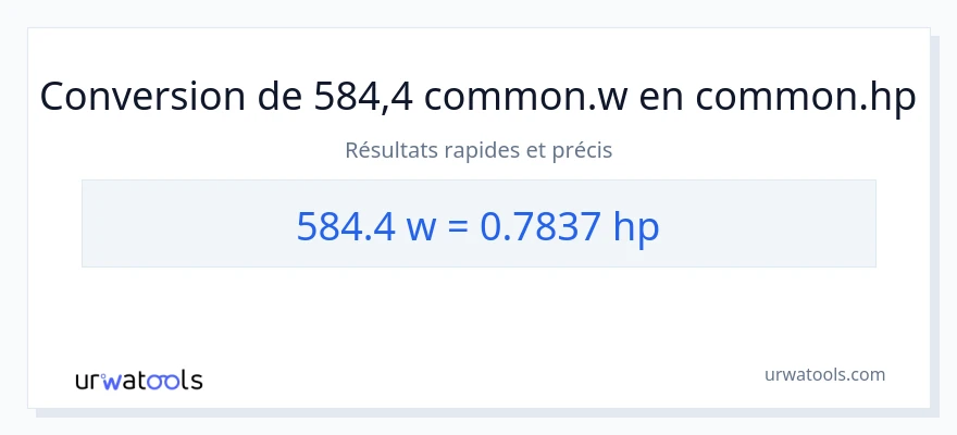 Conversion 584.4 watts vers chevaux-vapeur