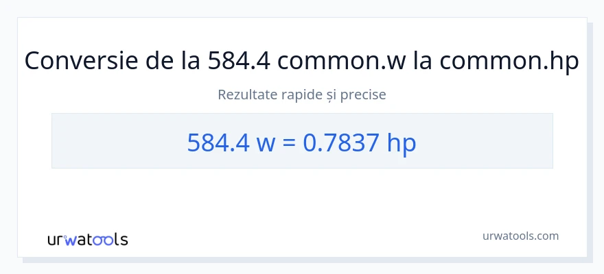 Conversie 584.4 wați la cai putere