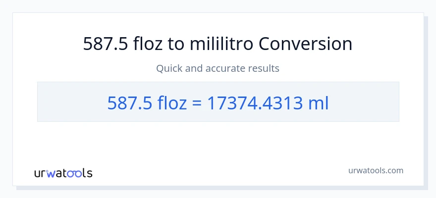 587.5 mga onsa ng likido patungong mga mililitro na conversion
