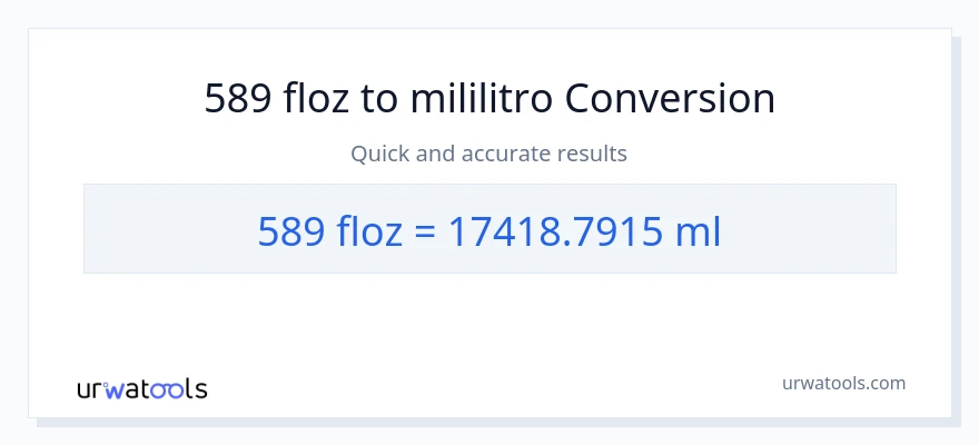589 mga onsa ng likido patungong mga mililitro na conversion