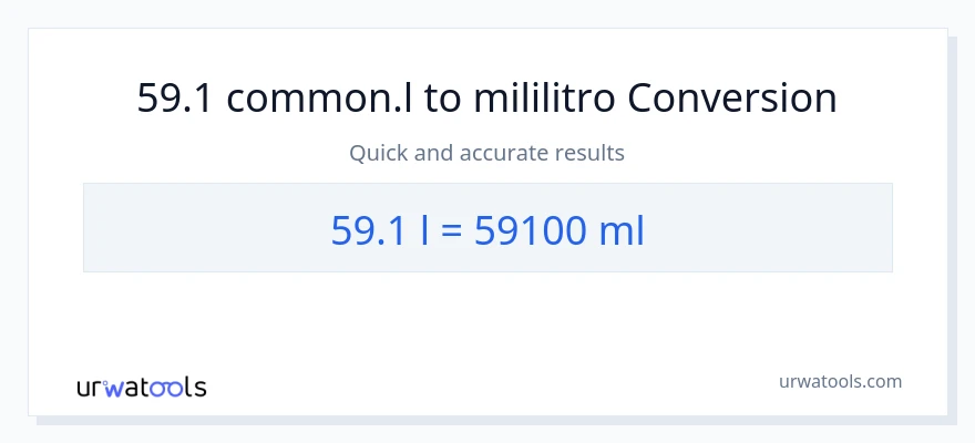 59.1 Liters patungong mga mililitro na conversion