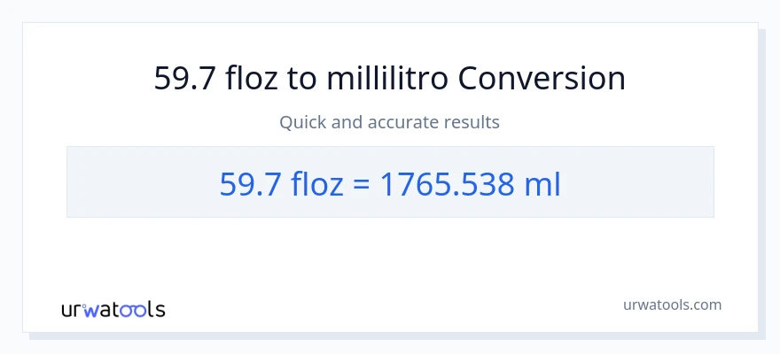 Conversione da 59.7 once fluide a millilitri