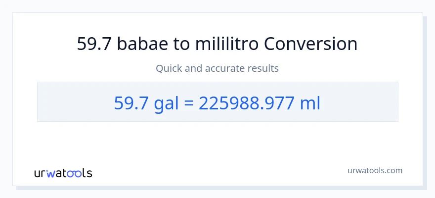 59.7 Mga galon patungong mga mililitro na conversion