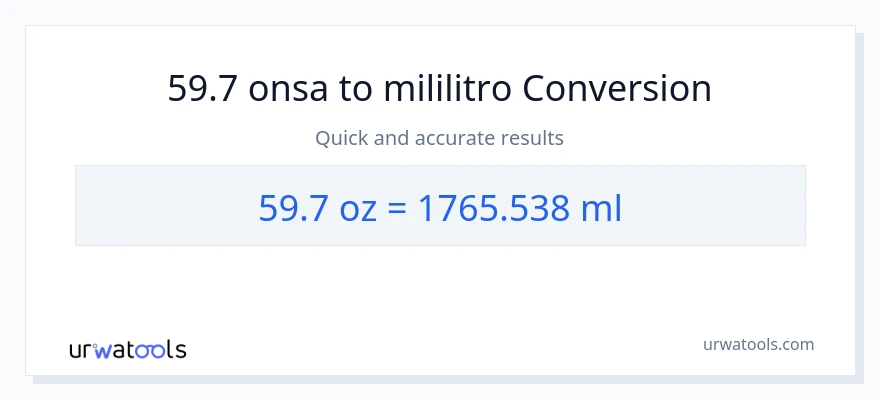 59.7 Mga onsa patungong mga mililitro na conversion