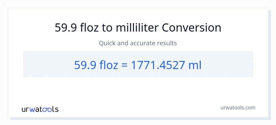 59.9 flydende ounces til milliliter konvertering