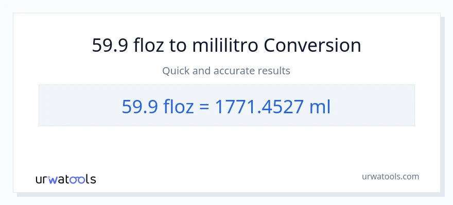 59.9 mga onsa ng likido patungong mga mililitro na conversion