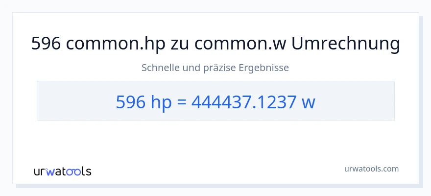 596 PS zu Watt Umwandlung