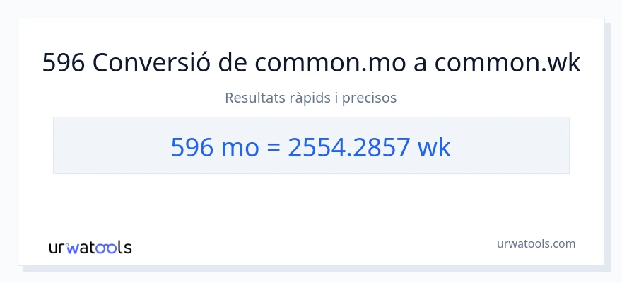 Conversió de 596 mesos a setmanes