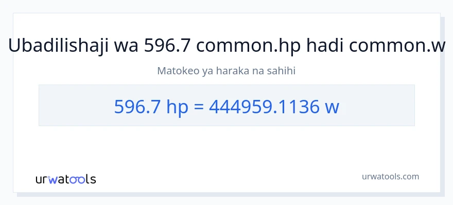 Ubadilishaji wa 596.7 farasi hadi wati