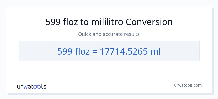 599 mga onsa ng likido patungong mga mililitro na conversion