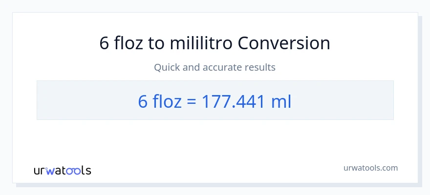 6 mga onsa ng likido patungong mga mililitro na conversion