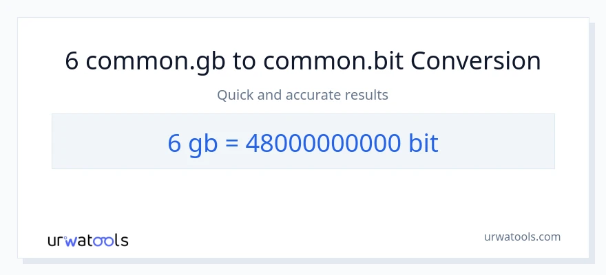 6 Gigabytes patungong Bits na conversion