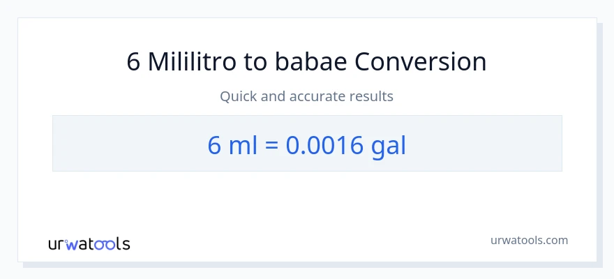 6 mga mililitro patungong Mga galon na conversion