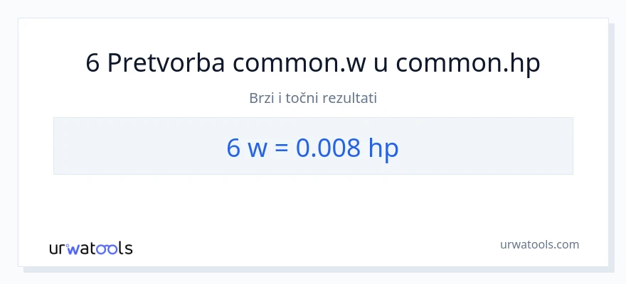 Konverzija od vati do konjske snage: 6