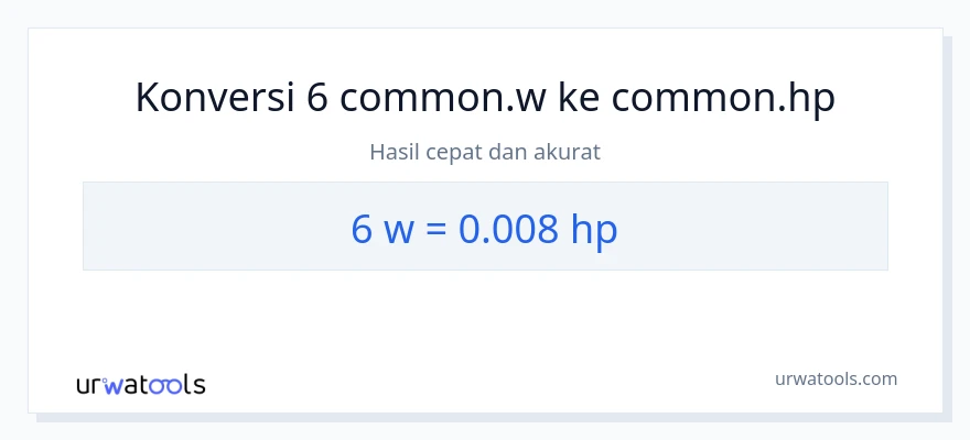Konversi 6 watt ke daya kuda