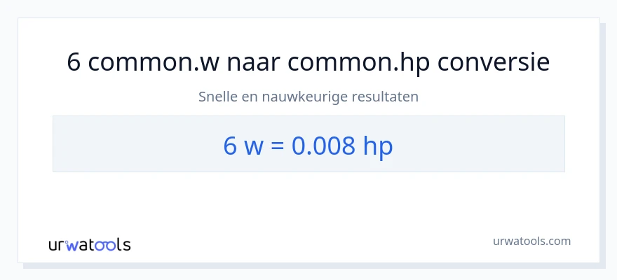 6 watt naar paardenkracht conversie