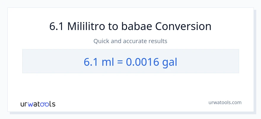 6.1 mga mililitro patungong Mga galon na conversion