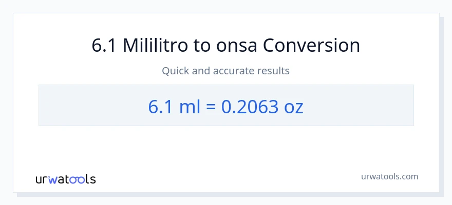 6.1 mga mililitro patungong Mga onsa na conversion