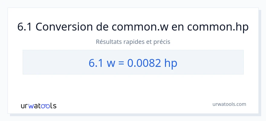 Conversion 6.1 watts vers chevaux-vapeur