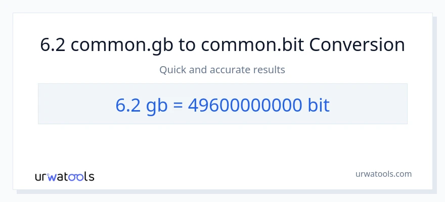 6.2 Gigabytes в Bits преобразование
