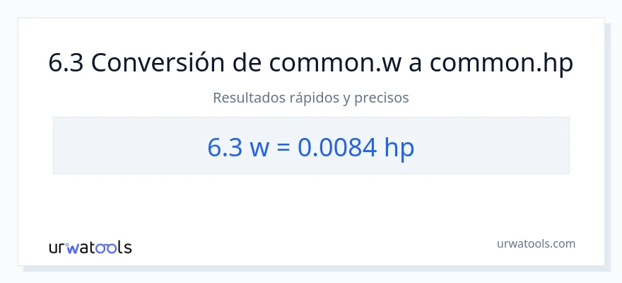 Conversión de 6.3 vatios a caballo de fuerza