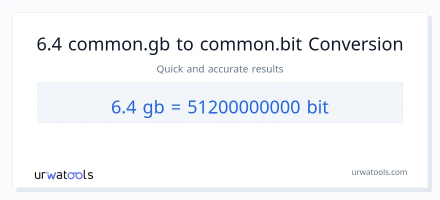 التحويل من 6.4 Gigabytes إلى Bits
