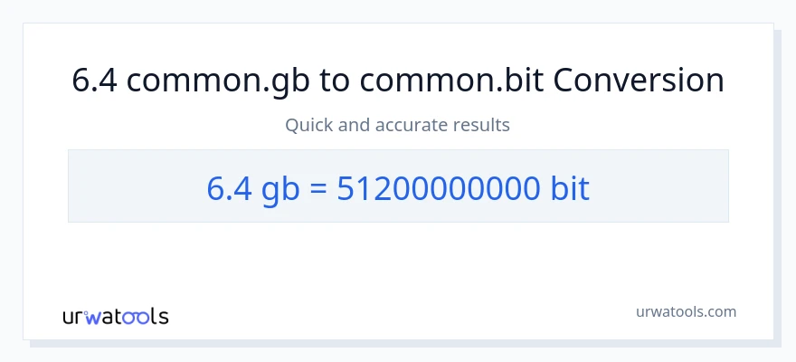 6.4 Gigabytes నుండి Bits కు మార్పిడి