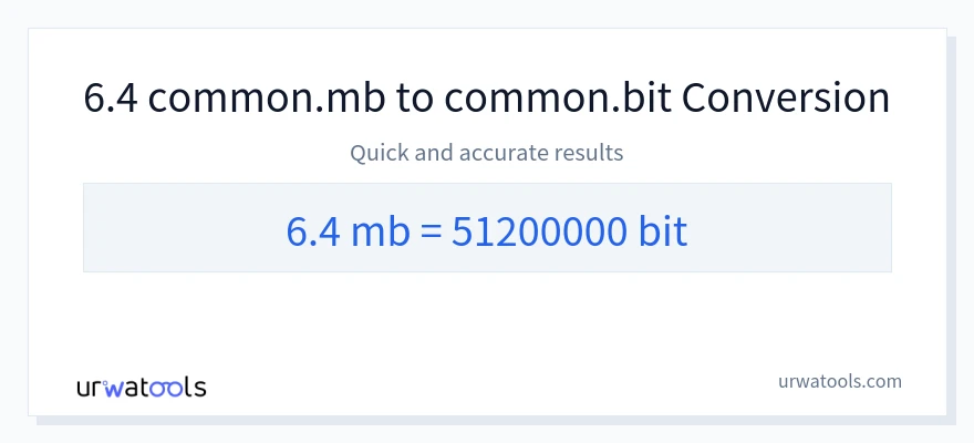 6.4 Megabytes에서 Bits으로의 변환