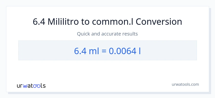 6.4 mga mililitro patungong Liters na conversion