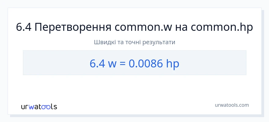 Конверсія з вати у кінська сила: 6.4