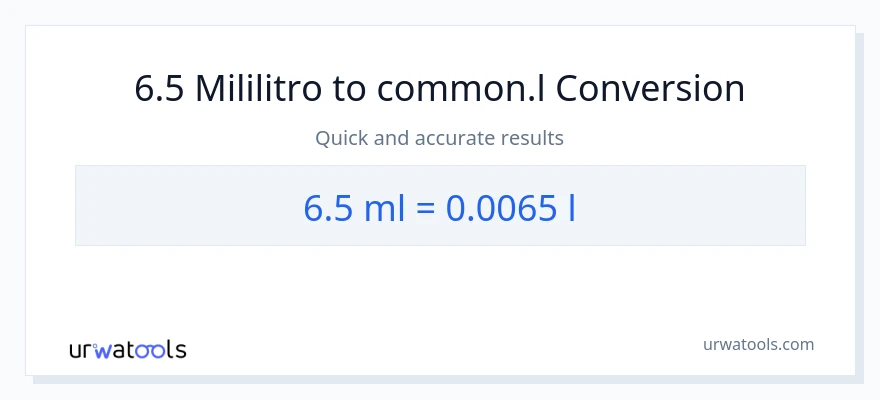 6.5 mga mililitro patungong Liters na conversion