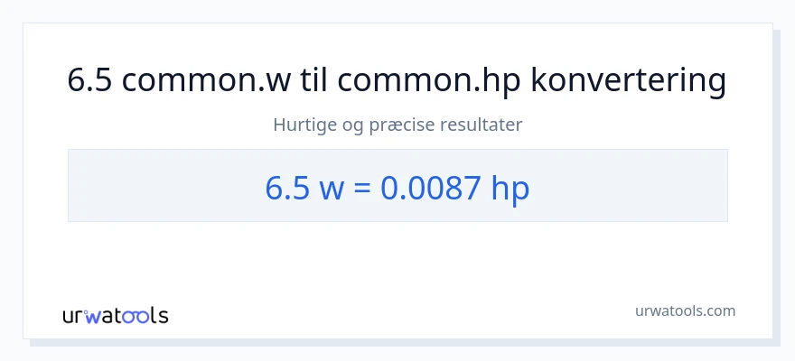 6.5 watt til hestekræfter konvertering
