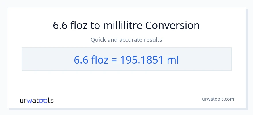 Conversion 6.6 onces liquides vers millilitres